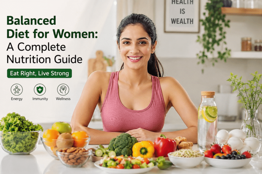A balanced diet for women means eating a mix of protein,