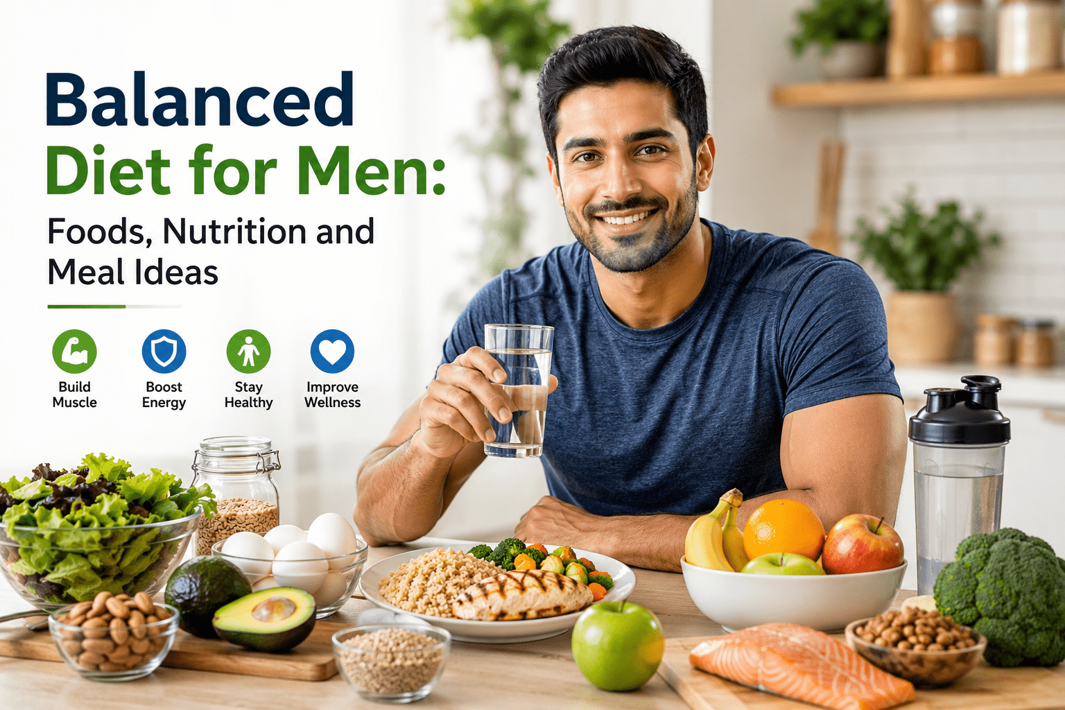 Balanced Diet for Men with healthy foods and nutrition-rich meal ideas